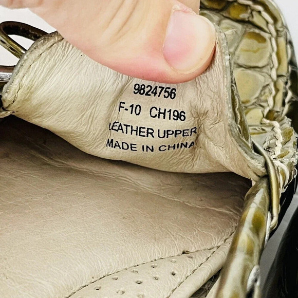 Sperry Top Sider Boat Loafer Leather Sz 7.5M Womens Croc Embossed Flats Green - Picture 7 of 12